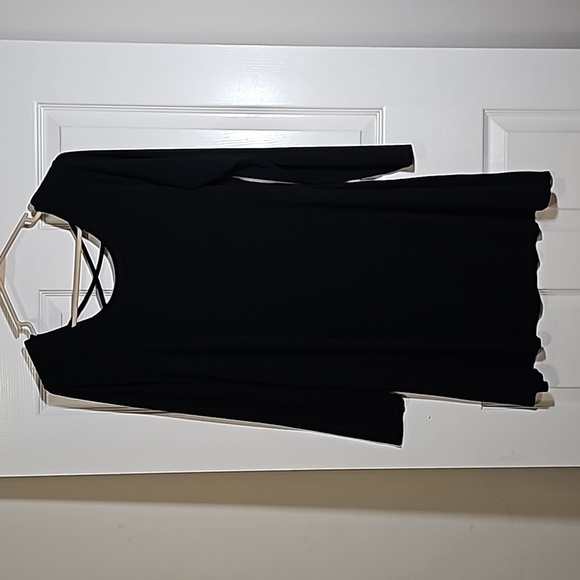 So Black Strappy Back Long Sleeve Dress Comfy Stretchy Size XL - Picture 1 of 5